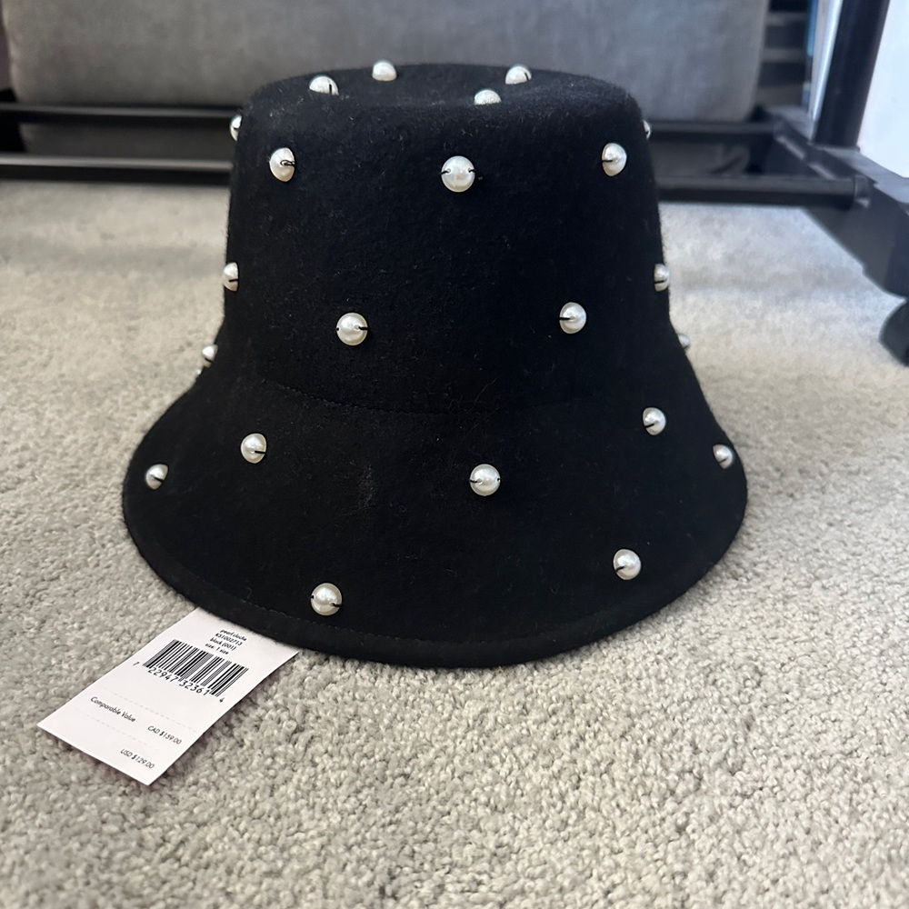 Kate Spade Black and White Studded Bucket Hat